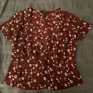 Forever 21 Maroon Floral Blouse